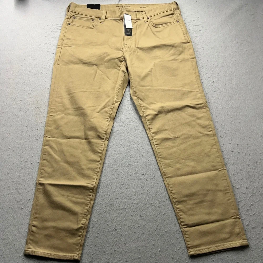 Banana Republic Travel Jean Mens 36x30 Athletic Fit Khaki Tan Pants 599223-00-1